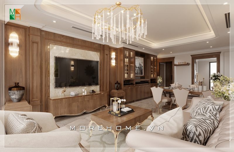 .
Kệ ti vi gỗ tự nhiên với gam màu nâu trầm cuốn hút, các đường nét uốn lượn tinh tế đậm chất tân cổ điển sẽ làm nên một không gian sang trọng hơn cả cho gia chủ.